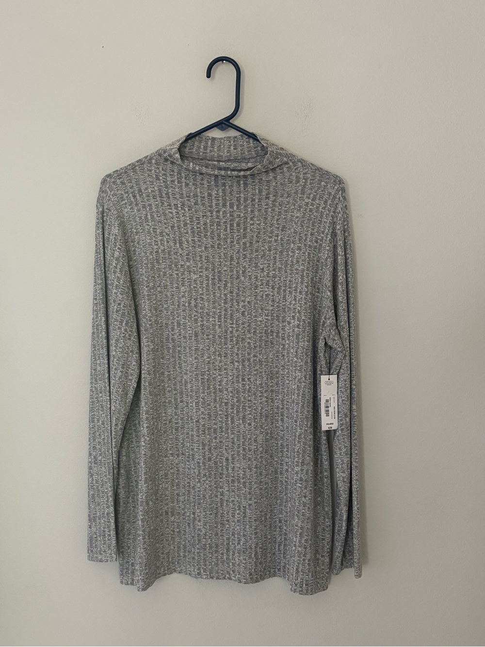 Worthington Grey Marl Ribbed Mock Neck Knit Top XXL Casual Minimalist Basic